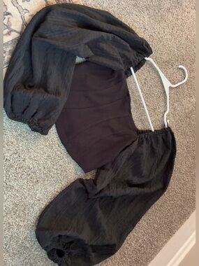 Urban Outfitters Black Sheer Long-Sleeve Top